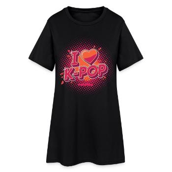J’adore la musique coréenne K-pop, anime mignon, la pop coréenne - Robe T-shirt Femme - noir - Devant