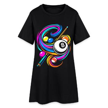 Boules de billard et queue - Robe T-shirt Femme - noir - Devant