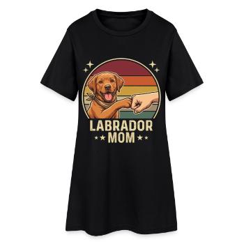 Retro Labrador Mom Foxred Paw Clash - Women’s T-Shirt Dress - black - Front