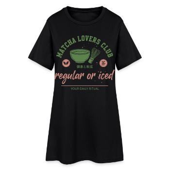 Matcha Lovers Club Regelmäßiges oder Eisgekühltes Tagesritual - Frauen T-Shirt-Kleid - Schwarz - Vorne