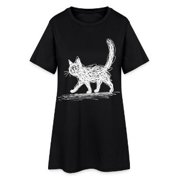 Minimaliste, Dessiné Cat, Minimalisme - Robe T-shirt Femme - noir - Devant