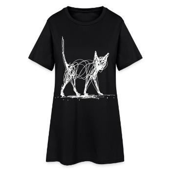 Minimaliste, Dessiné Cat, Minimalisme - Robe T-shirt Femme - noir - Devant