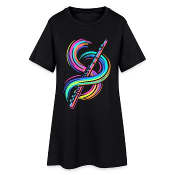 Flûte colorée - Robe T-shirt Femme - noir - Devant