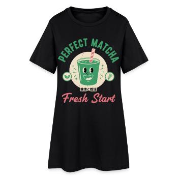 Parfait matcha Fresh Start Matcha Thé Lover Green - Robe T-shirt Femme - noir - Devant