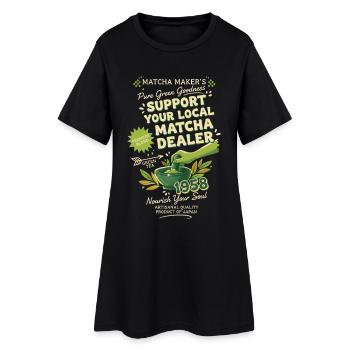 Soutenez votre revendeur local de matcha Thé vert Matcha - Robe T-shirt Femme - noir - Devant