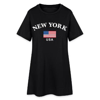 New York, USA - Women’s T-Shirt Dress - black - Front
