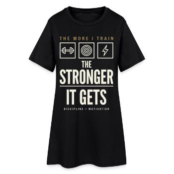 Plus je m’entraîne, plus ça devient fort - Robe T-shirt Femme - noir - Devant
