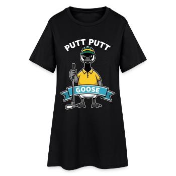 Golf lustige Gans - Frauen T-Shirt-Kleid - Schwarz - Vorne