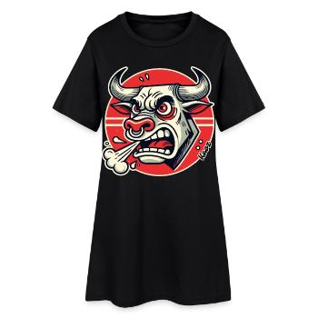 Logo rétro du Taureau en Colère - Robe T-shirt Femme - noir - Devant