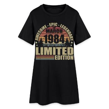 Vintage März 1984 Jubiläum – März 1984 - Frauen T-Shirt-Kleid - Schwarz - Vorne