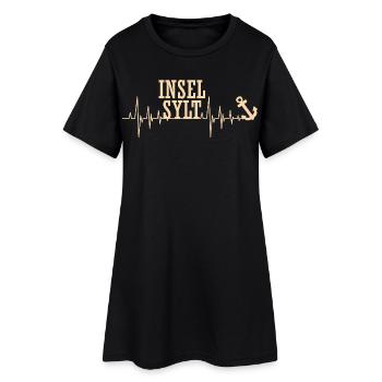 Nordsee INSEL SYLT Wattenmeer Lustiges - Frauen T-Shirt-Kleid - Schwarz - Vorne