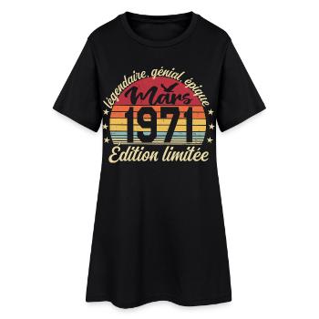 Mars 1971 55 ans Cadeau Anniversaire Mars 1971 - Robe T-shirt Femme - noir - Devant