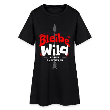 Power Aktivieren Wild Bleiben Stylisches Motiv - Frauen T-Shirt-Kleid - Schwarz - Vorne
