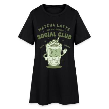 Club social Matcha Latte Rejoignez notre cérémonie Green - Robe T-shirt Femme - noir - Devant
