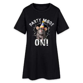 Mode fête : activé ! – Illustration drôle de souris de fête - Robe T-shirt Femme - noir - Devant