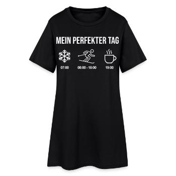 Mein perfekter Tag Ski - Frauen T-Shirt-Kleid - Schwarz - Vorne