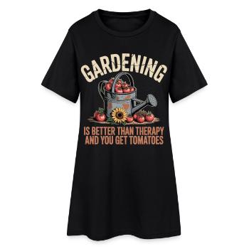 Chemise de jardinier amateur arrosant tomates et tournesol - Robe T-shirt Femme - noir - Devant