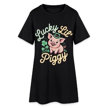 T-shirt Petit Cochon Chanceux – Saint-Patrick - Robe T-shirt Femme - noir - Devant