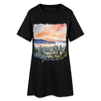 Vancouver Watercolor, Vancouver Canada - Robe T-shirt Femme - noir - Devant