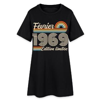 Nées en Février 1969 | 57ème Anniversaire - Robe T-shirt Femme - noir - Devant