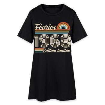 Nées en Février 1968 | 58ème Anniversaire - Robe T-shirt Femme - noir - Devant