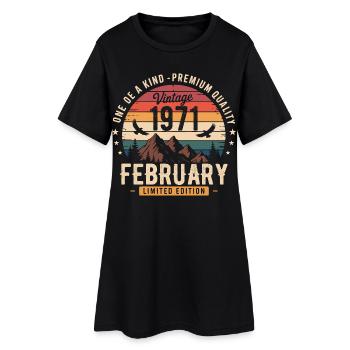 Février 1971 Anniversaire Vintage Février 1971 - Robe T-shirt Femme - noir - Devant