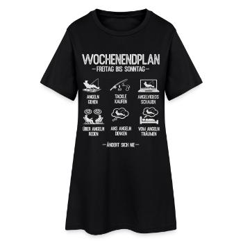 Angeln Geschenk Mann Angler Wochenendplan - Frauen T-Shirt-Kleid - Schwarz - Vorne