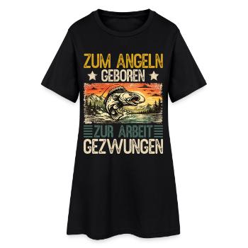 Né pour pêcher, forcé de travailler, pêcheur - Robe T-shirt Femme - noir - Devant