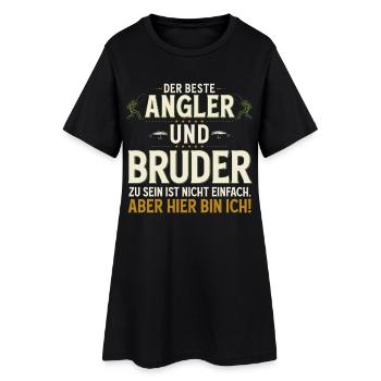 Angler & Brother : Pas facile. Me voilà en train de pêcher - Robe T-shirt Femme - noir - Devant