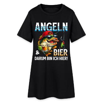 Pêcheur Cadeau Homme Pêche et Pêcheur à la Bière Drôle - Robe T-shirt Femme - noir - Devant