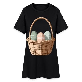 Pastel eggs in a basket - Women’s T-Shirt Dress - black - Front