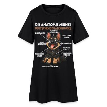 Schäferhund Gassi T Hundehalter Schäferhund - Frauen T-Shirt-Kleid - Schwarz - Vorne