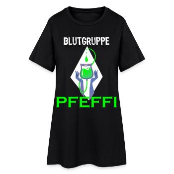 Blutgruppe Pfeffi – Pfefferminz, Suff & Spaß - Frauen T-Shirt-Kleid - Schwarz - Vorne