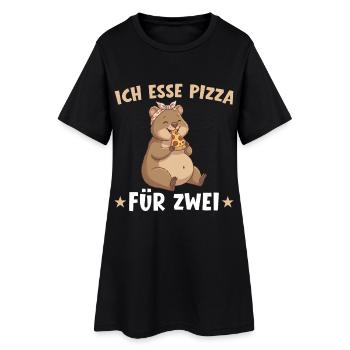 Annonce de grossesse : Maman Pizza Quokka - Robe T-shirt Femme - noir - Devant