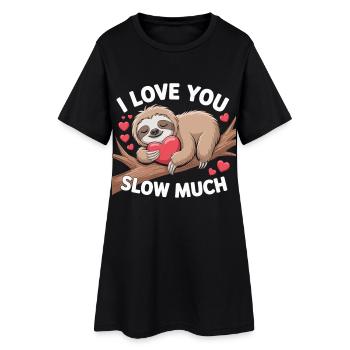 T-shirt Je t’aime beaucoup de temps – Paresseux avec le cœur - Robe T-shirt Femme - noir - Devant
