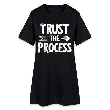 Trust the Process Lettering with Arrow Graphic - Women’s T-Shirt Dress - black - Front