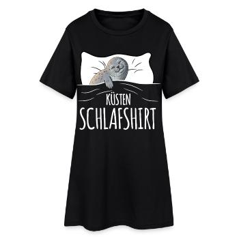 Chemise de nuit côtière - Robe T-shirt Femme - noir - Devant