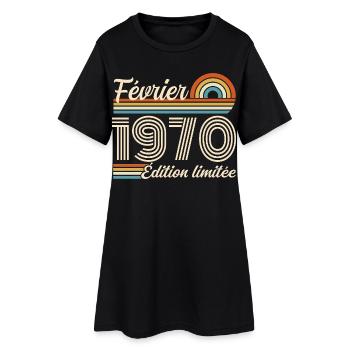 Nées en Février 1970 | 56ème Anniversaire - Robe T-shirt Femme - noir - Devant