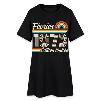 Nées en Février 1973 | 53ème Anniversaire - Robe T-shirt Femme - noir - Devant