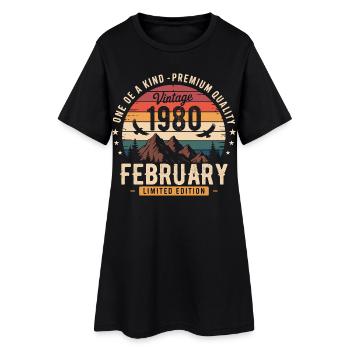 Février 1980 Anniversaire Vintage Février 1980 - Robe T-shirt Femme - noir - Devant