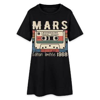Anniversaire 1968 Mars 1968 né en Mars 1968 - Robe T-shirt Femme - noir - Devant