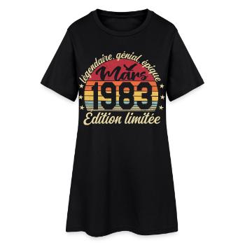 March 1983 43 Years Birthday Gift March 1983 - Women’s T-Shirt Dress - black - Front