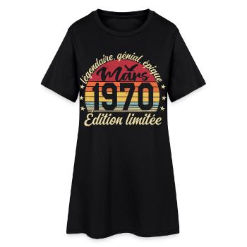 Mars 1970 56 ans Cadeau Anniversaire Mars 1970 - Robe T-shirt Femme - noir - Devant