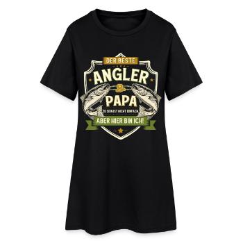 Angeln Geschenk Mann Angler und Papa Hier bin ich! - Frauen T-Shirt-Kleid - Schwarz - Vorne