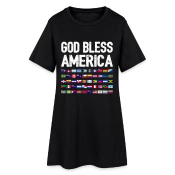 Que Dieu bénisse l’Amérique Continent Tous les pays Patrimoine - Robe T-shirt Femme - noir - Devant