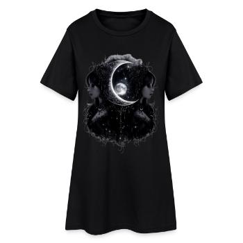 Mondschwestern im Nachtglanz - Frauen T-Shirt-Kleid - Schwarz - Vorne