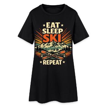 Un Bonus de ski Manger Sommeil Répé - Robe T-shirt Femme - noir - Devant