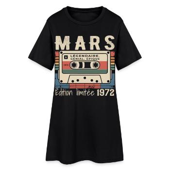 Anniversaire 1972 Mars 1972 né en Mars 1972 - Robe T-shirt Femme - noir - Devant