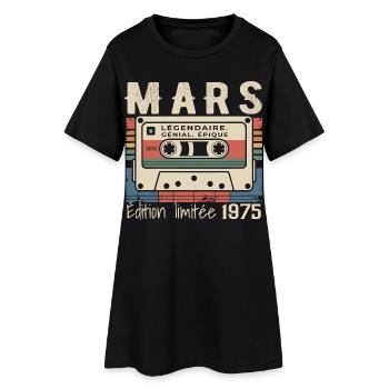 Anniversaire 1975 Mars 1975 né en Mars 1975 - Robe T-shirt Femme - noir - Devant