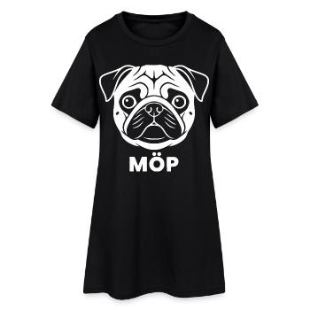 Moos Gesicht mit MÖP Schriftzug  - Frauen T-Shirt-Kleid - Schwarz - Vorne